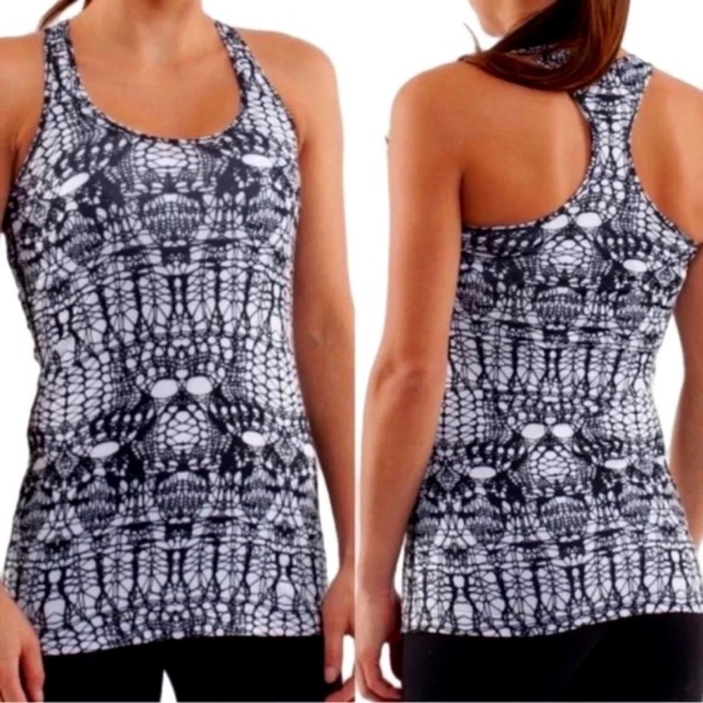 1057 lululemon Cool Racerback - Size 2 - White Black Glacier Lace - Picture 2 of 13